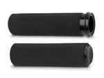 Knurled Fusion Handgrips – Black. Fits H-D With Throttle Cable.